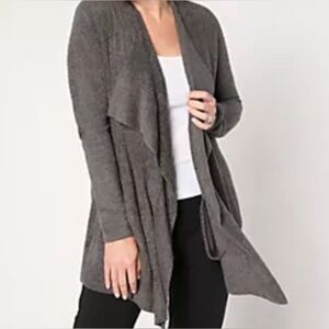 Barefoot Dreams CozyChic Lite Ribbed Island Wrap Cardigan SizeL/XL, Carbon, NWOT